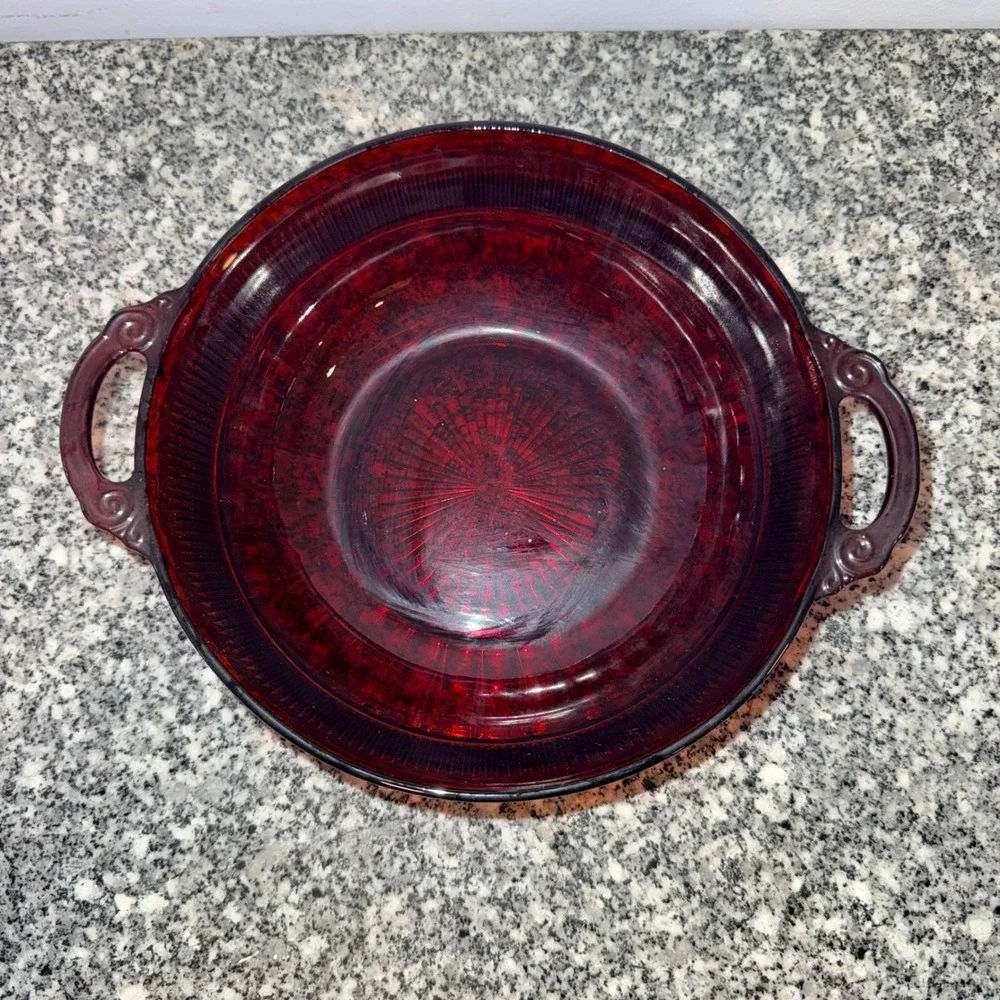 Anchor Hocking Vintage RARE Royal Ruby Glass serving dish Set of 5 Red Glass